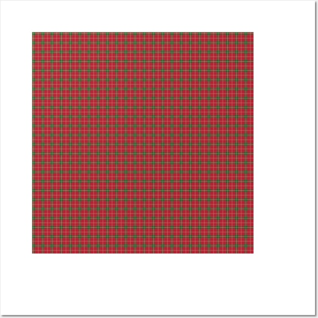 Christmas Berry Red and Green Tartan with Beige and White Lines Wall Art by podartist